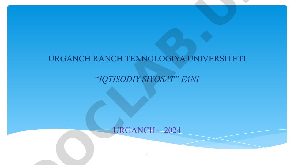 Iqtisodiy siyosatga kirish