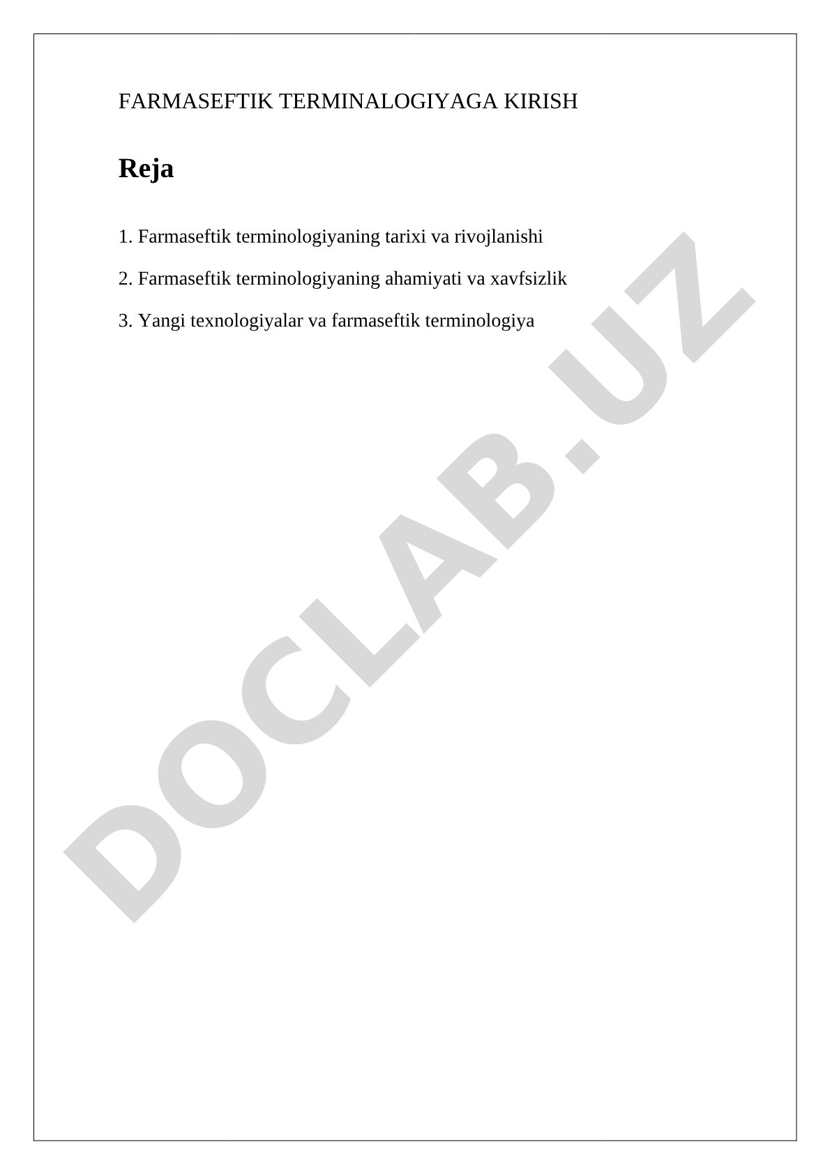 Farmaseftik terminologiyaga kirish