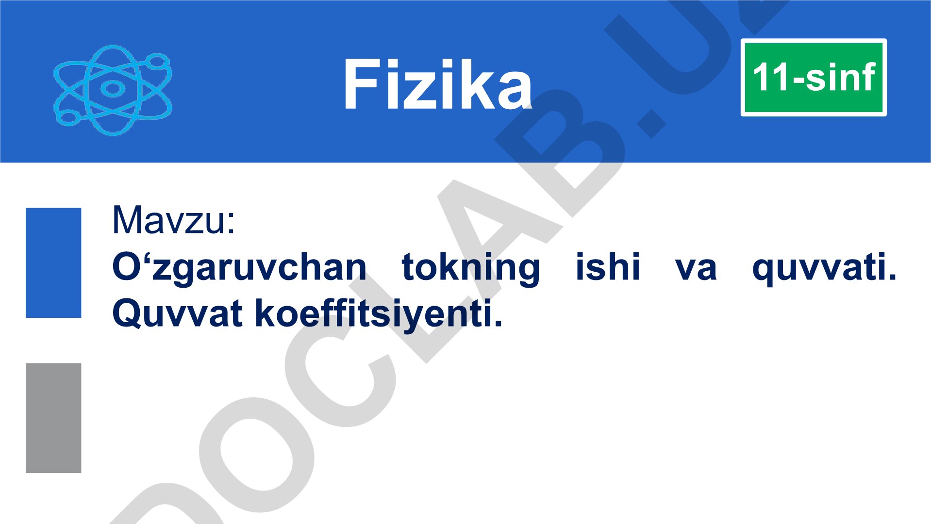 O‘zgaruvchan tokning ishi va quvvati. Quvvat koeffitsiyenti