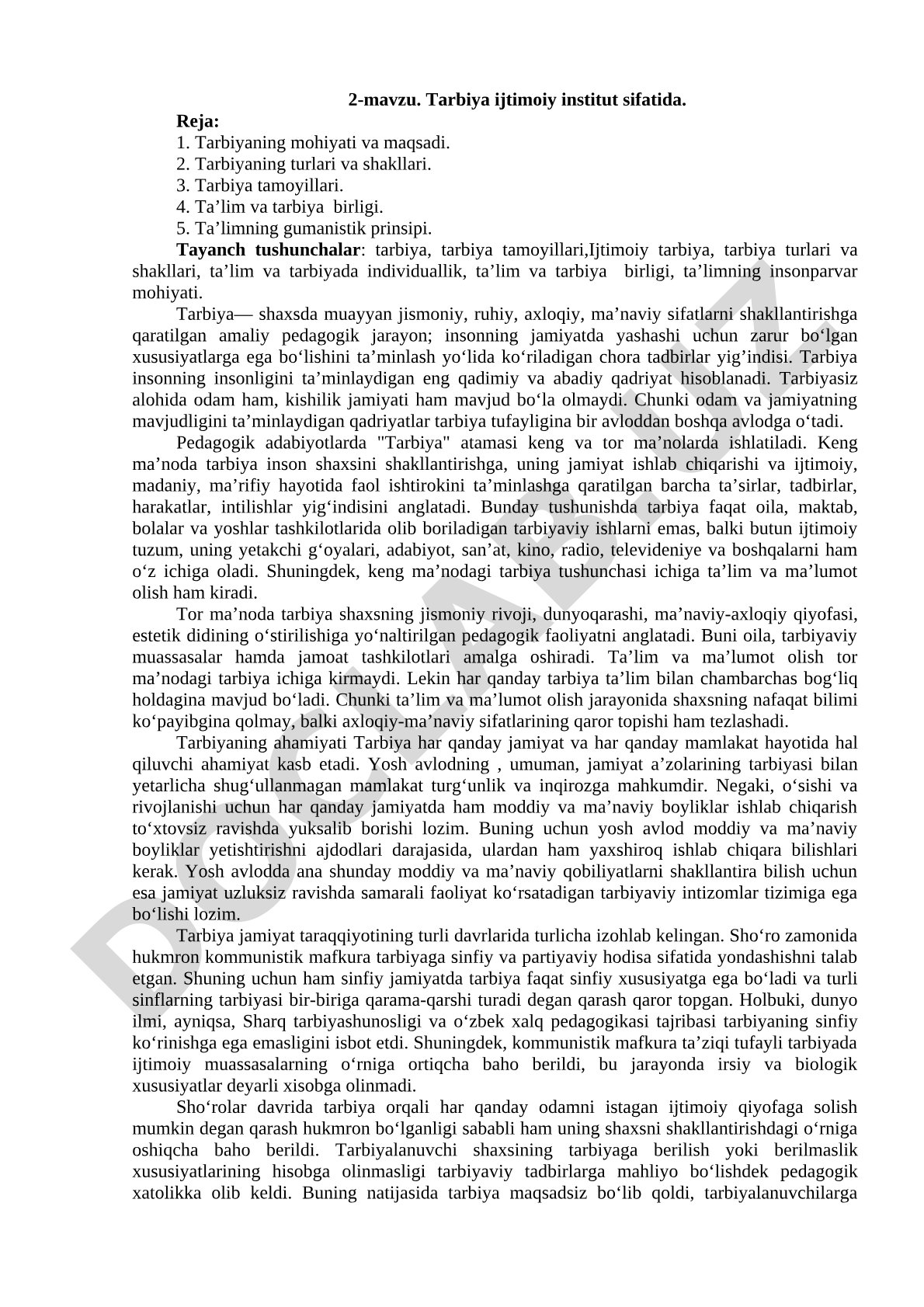 Tarbiya ijtimoiy institut sifatida