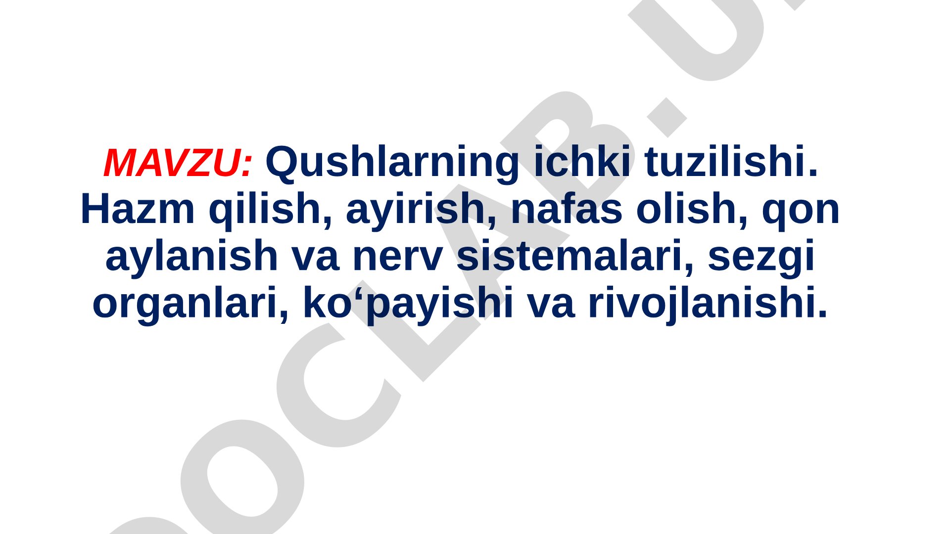 Qushlarning ichki tuzilishi