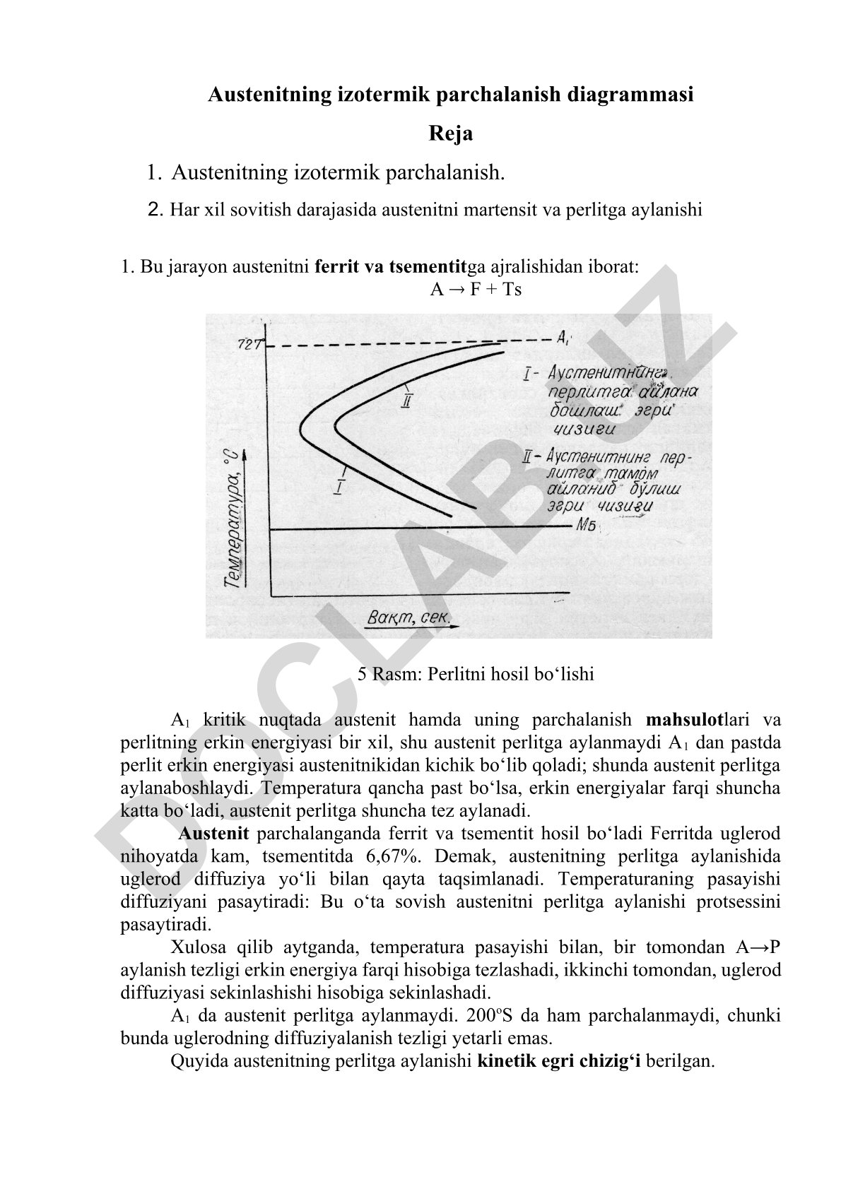 Austenitning izotermik parchalanish diagrammasi