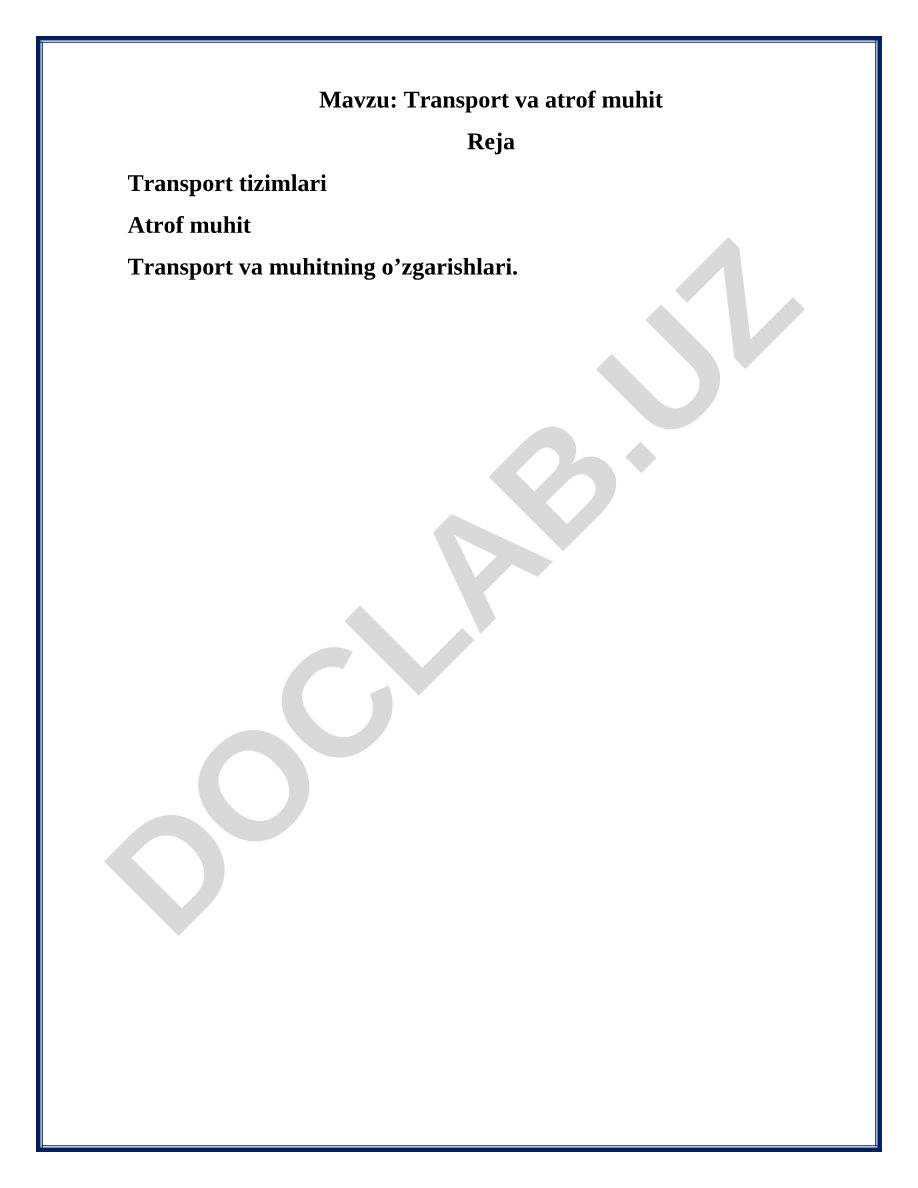 Transport va atrof muhit