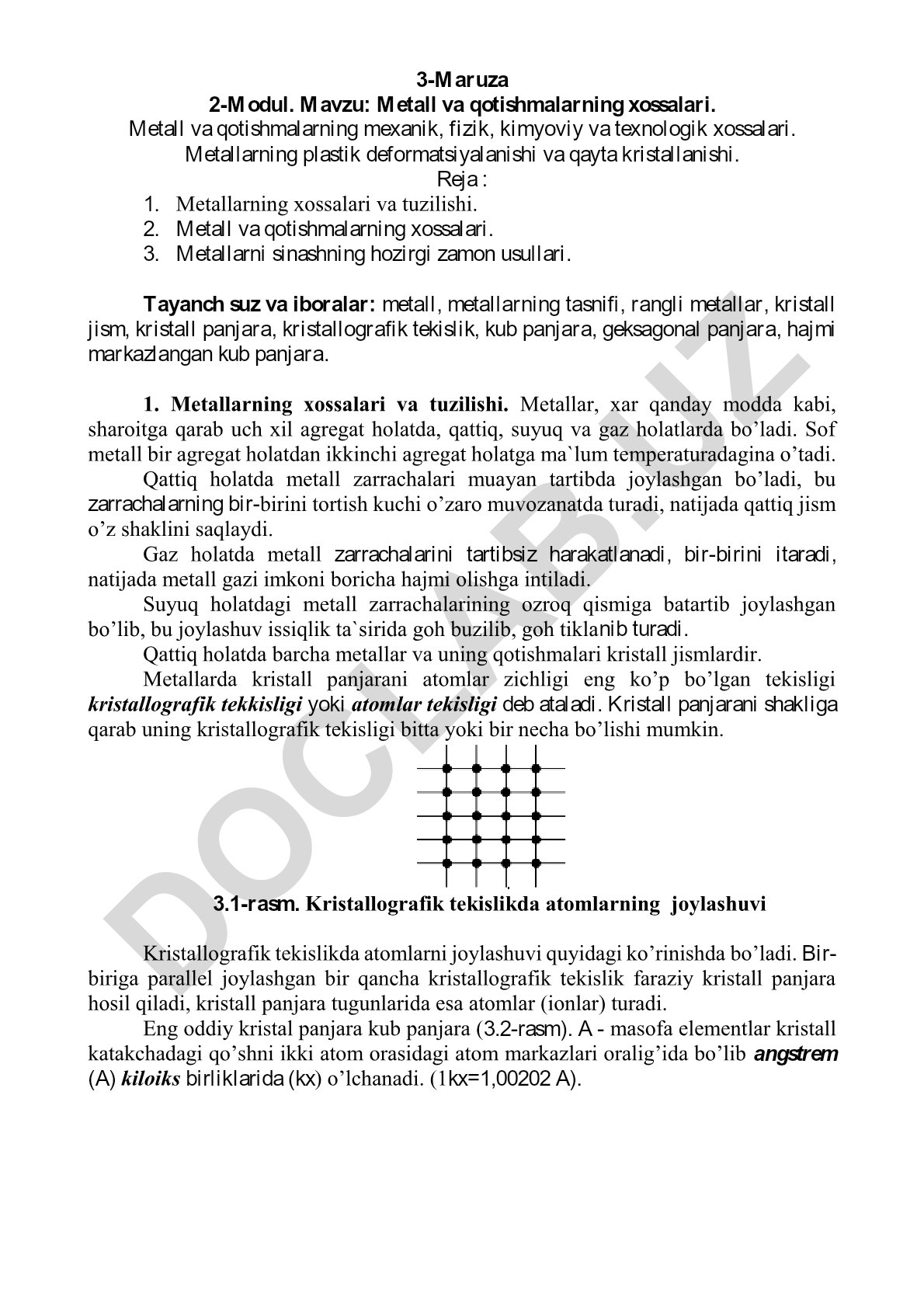Metall va qotishmalarning xossalari