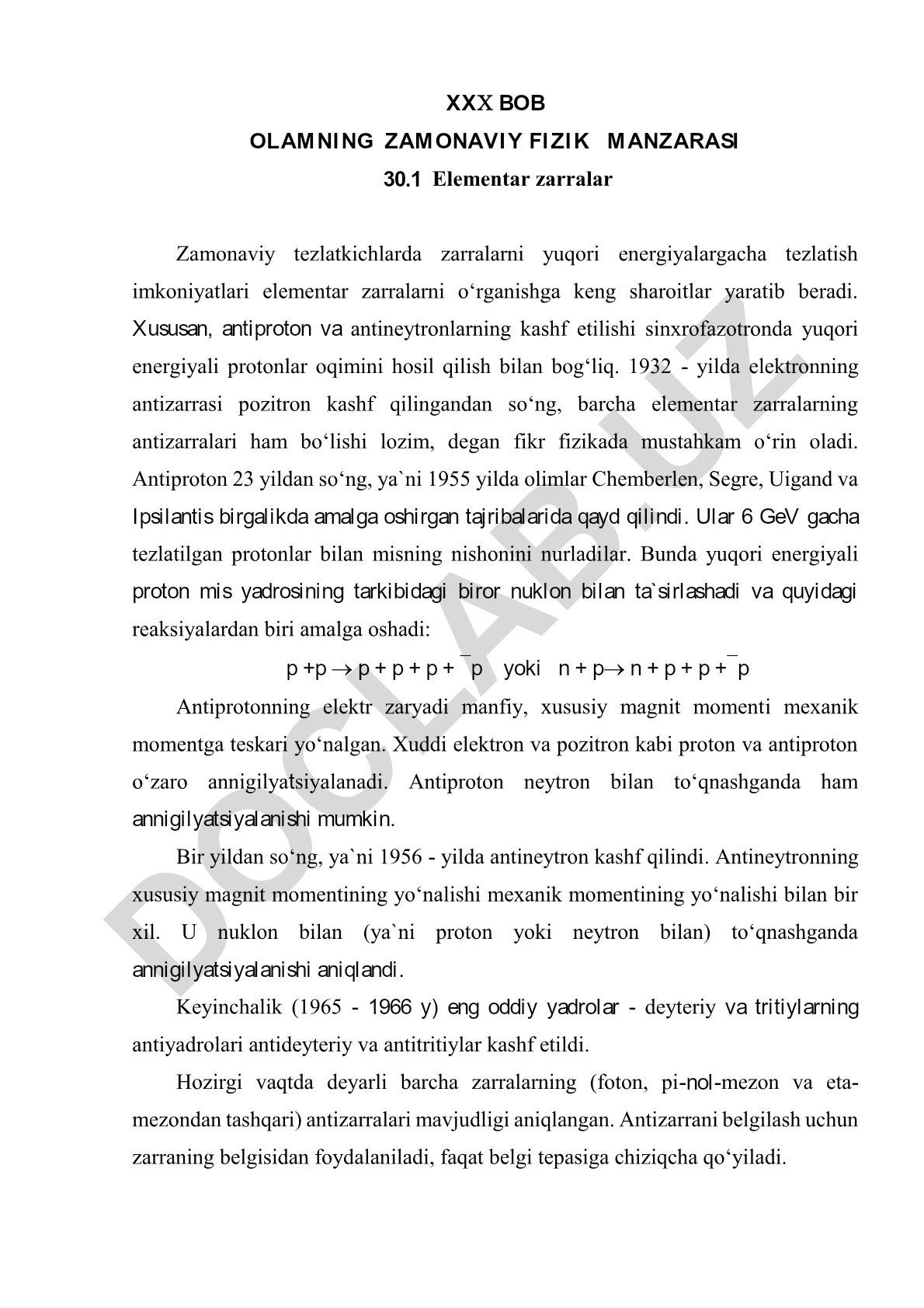 Elementar zarralar va antizarralarning kashf etilishi