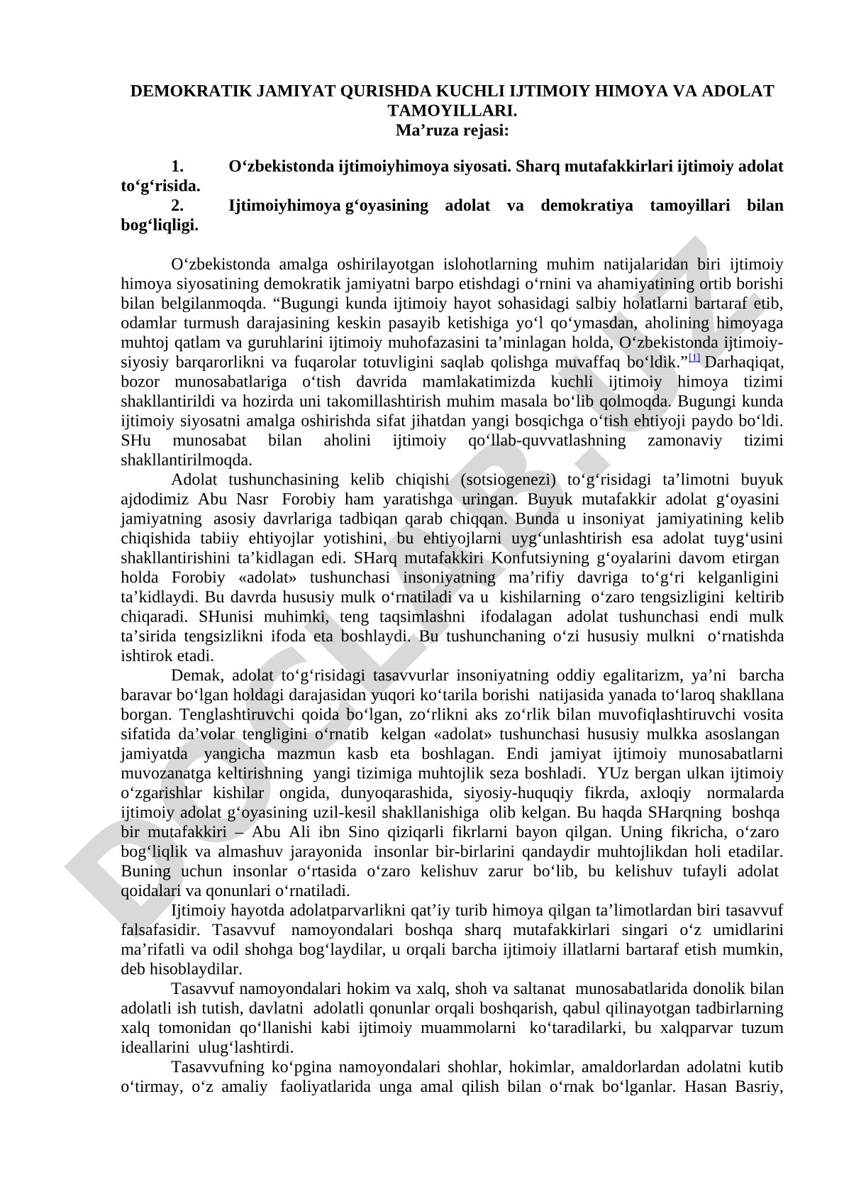 Demokratik jamiyat qurishda kuchli ijtimoiy himoya va adolat tamoyillari