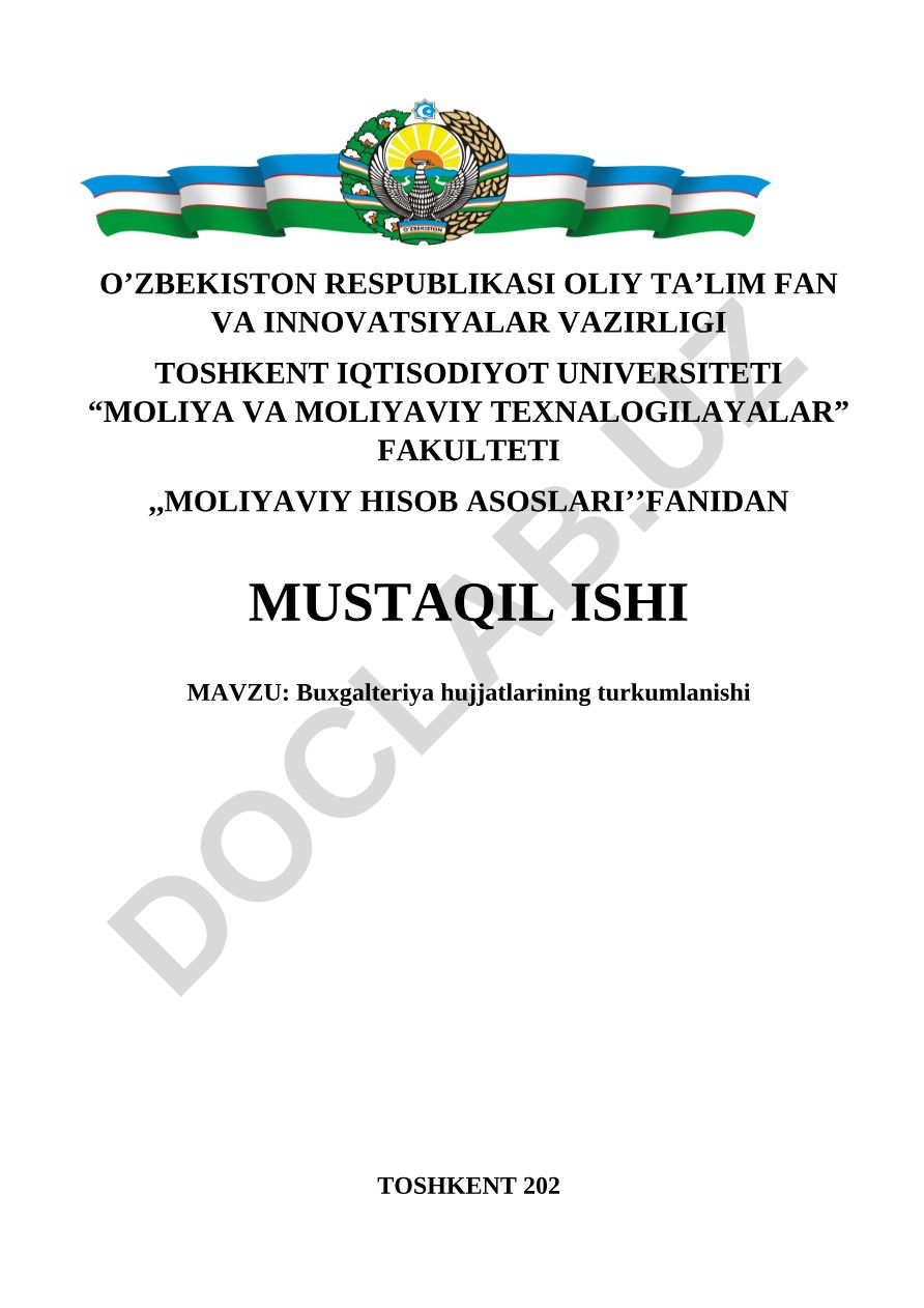 Buxgalteriya hujjatlarining turkumlanishi