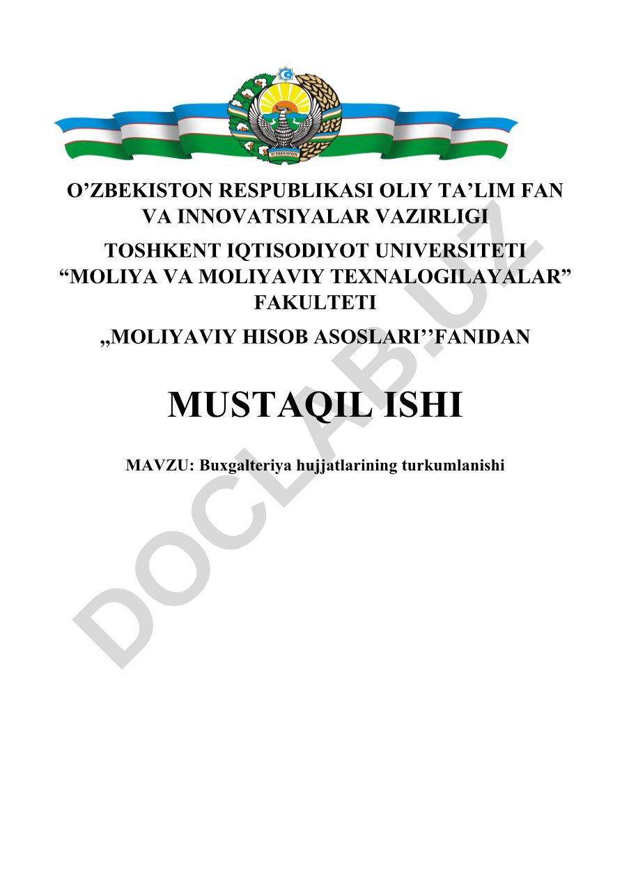 Buxgalteriya hujjatlarining turkumlanishi