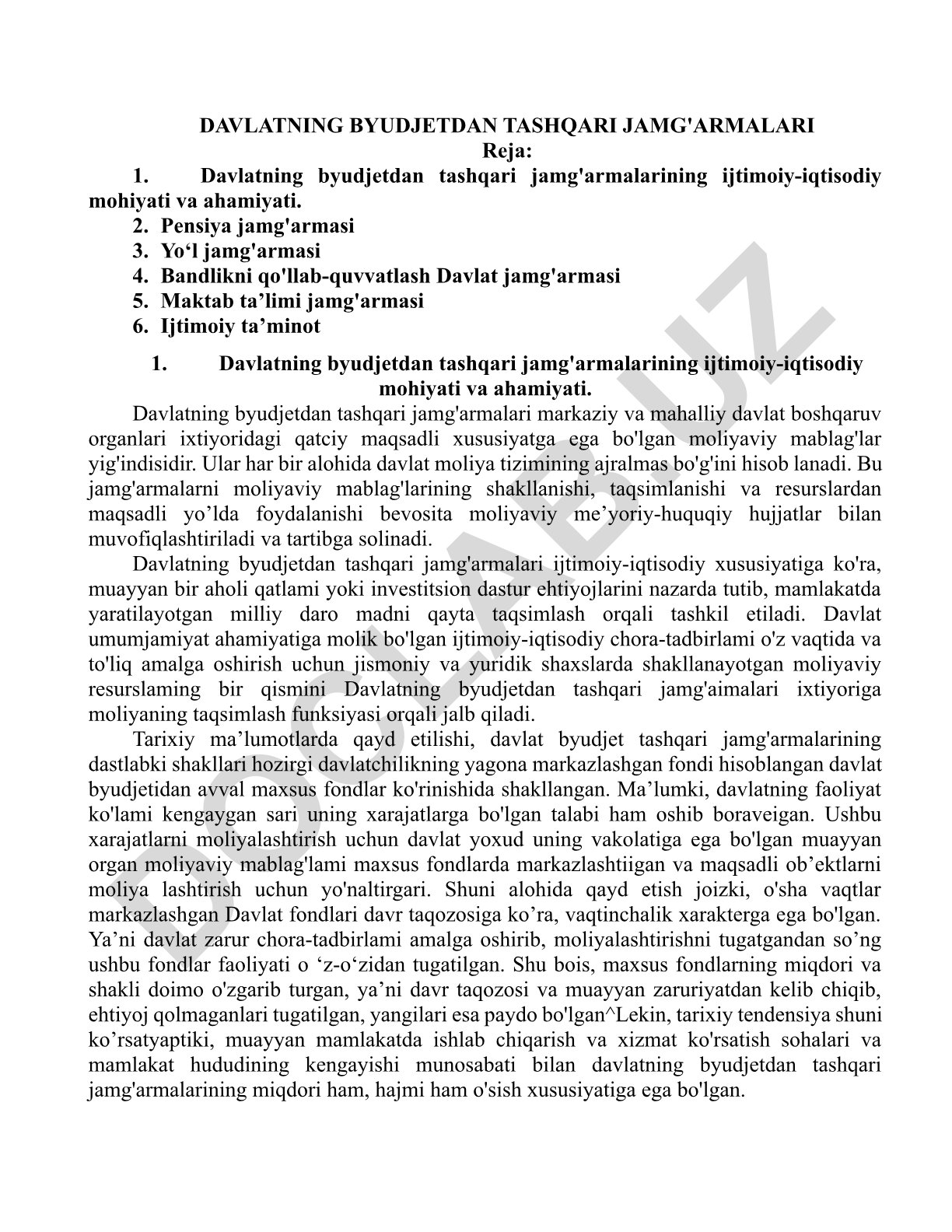 Davlatning byudjetdan tashqari jamg'armalari