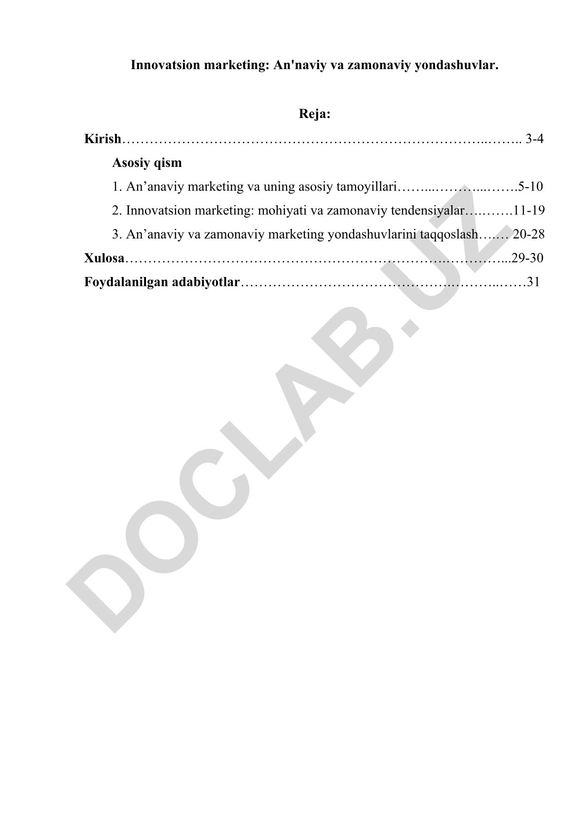 Innovatsion marketing: An'naviy va zamonaviy yondashuvlar