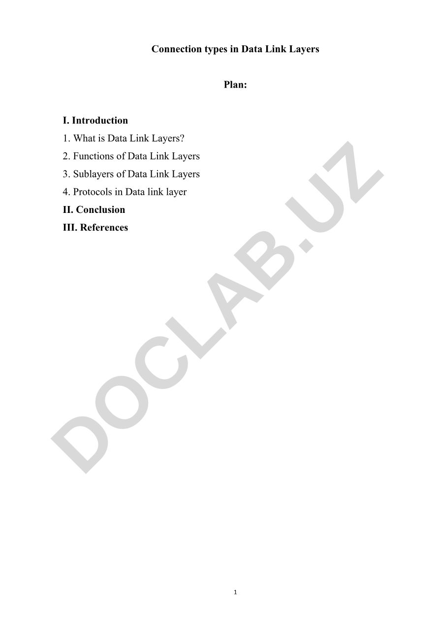 Data Link Layers connection types