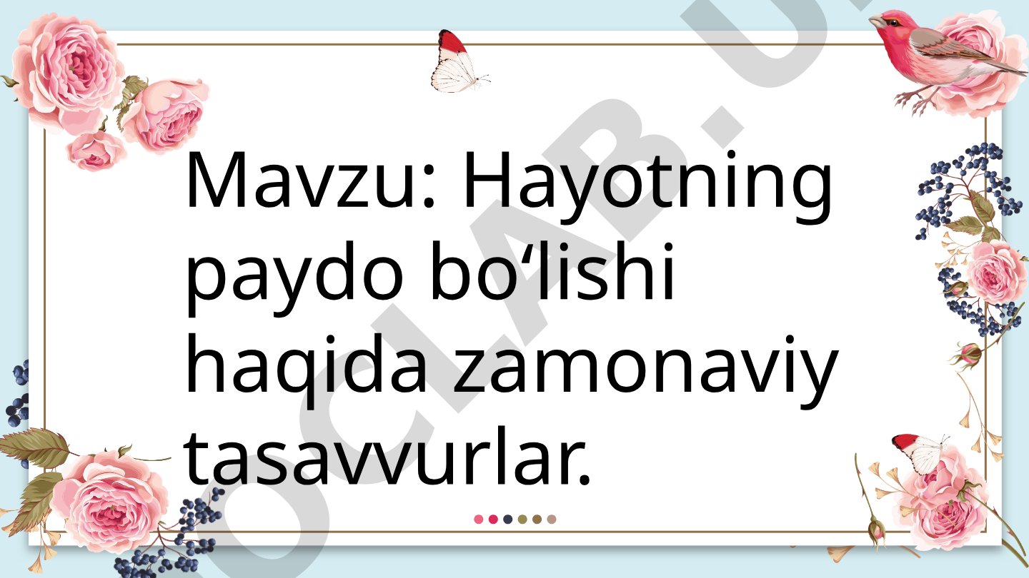 Hayotning paydo boʻlishi haqida zamonaviy tasavvurlar