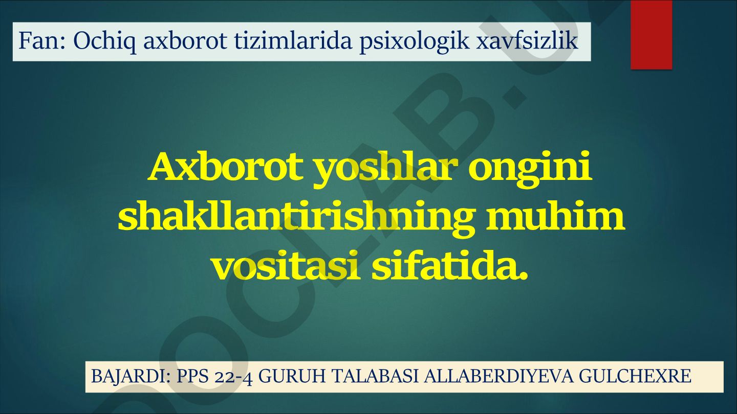 Ochiq axborot tizimlarida psixologik xavfsizlik