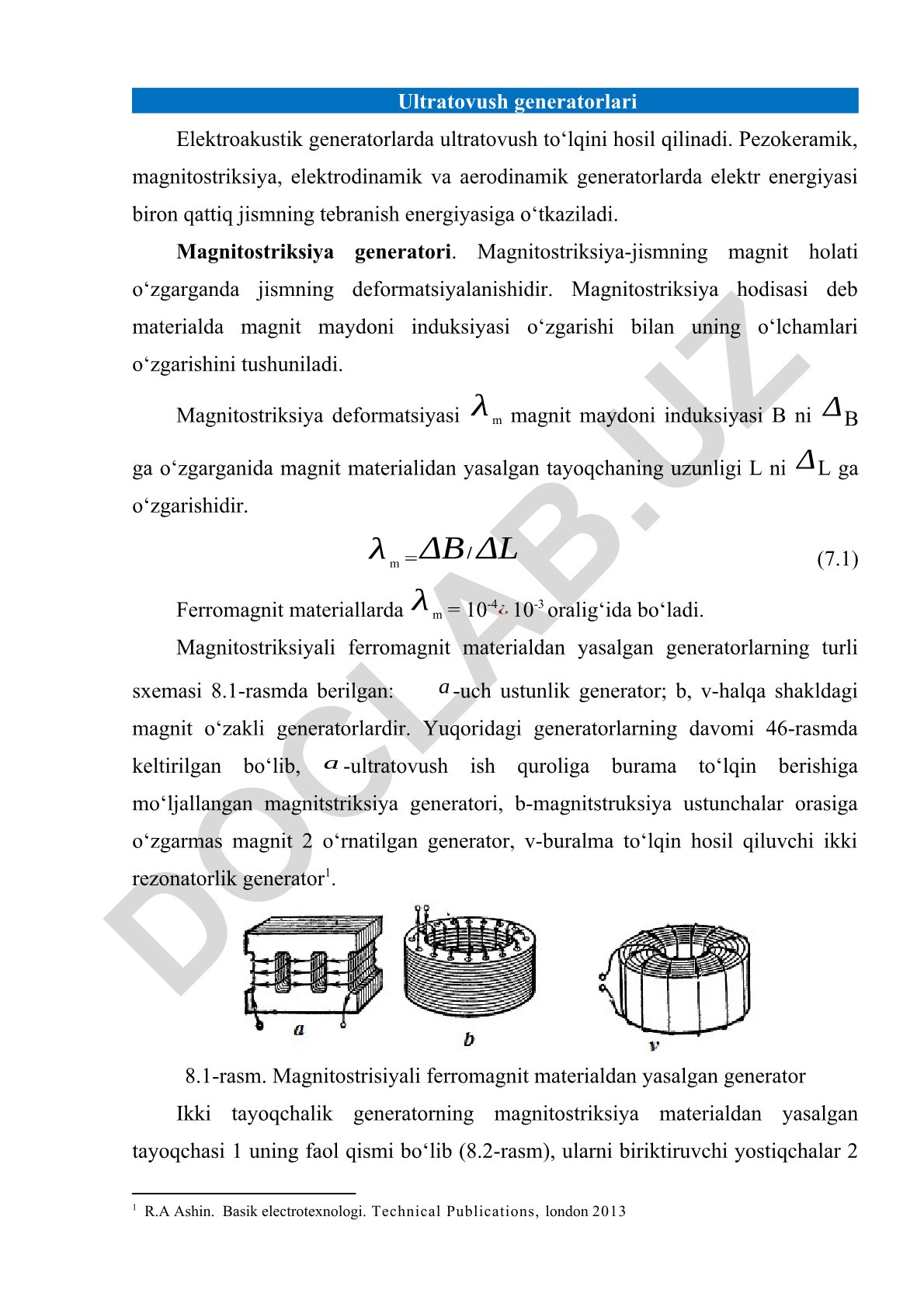 Ultratovush generatorlari va magnitostriksiya hodisasi