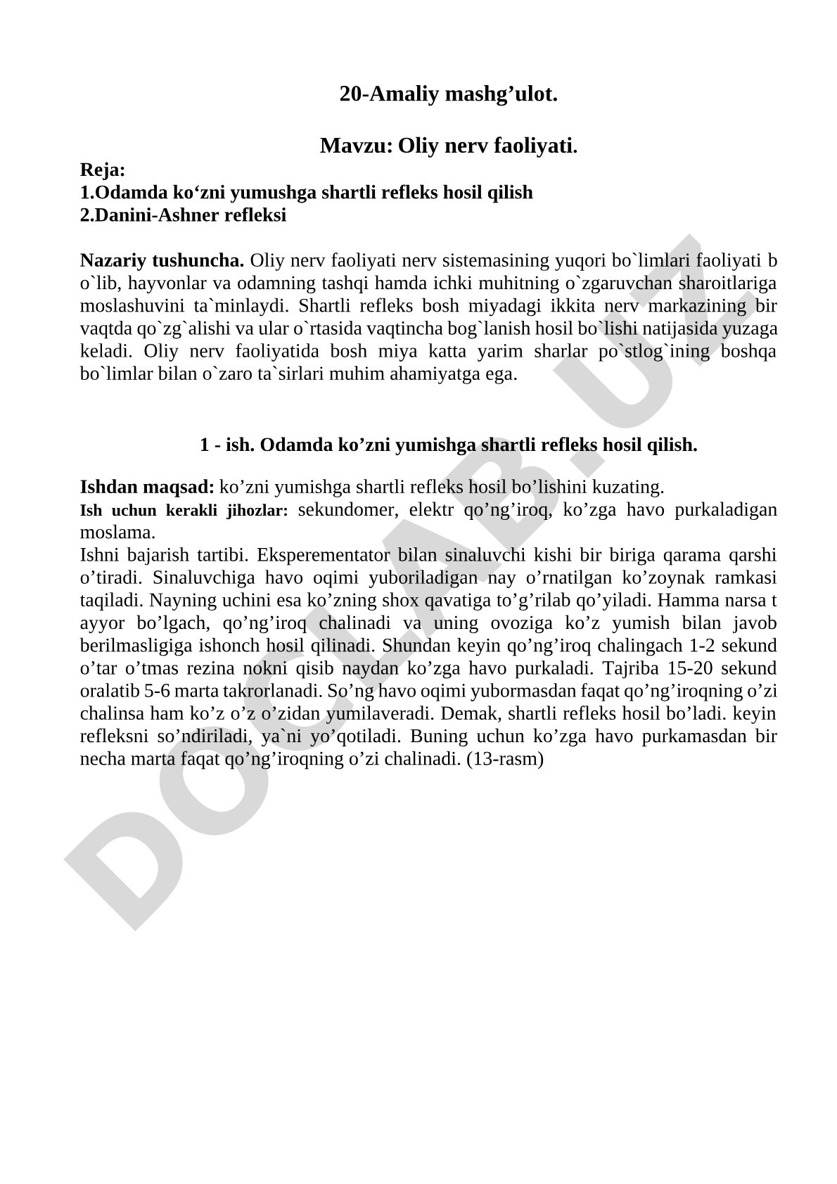 Oliy nerv faoliyati