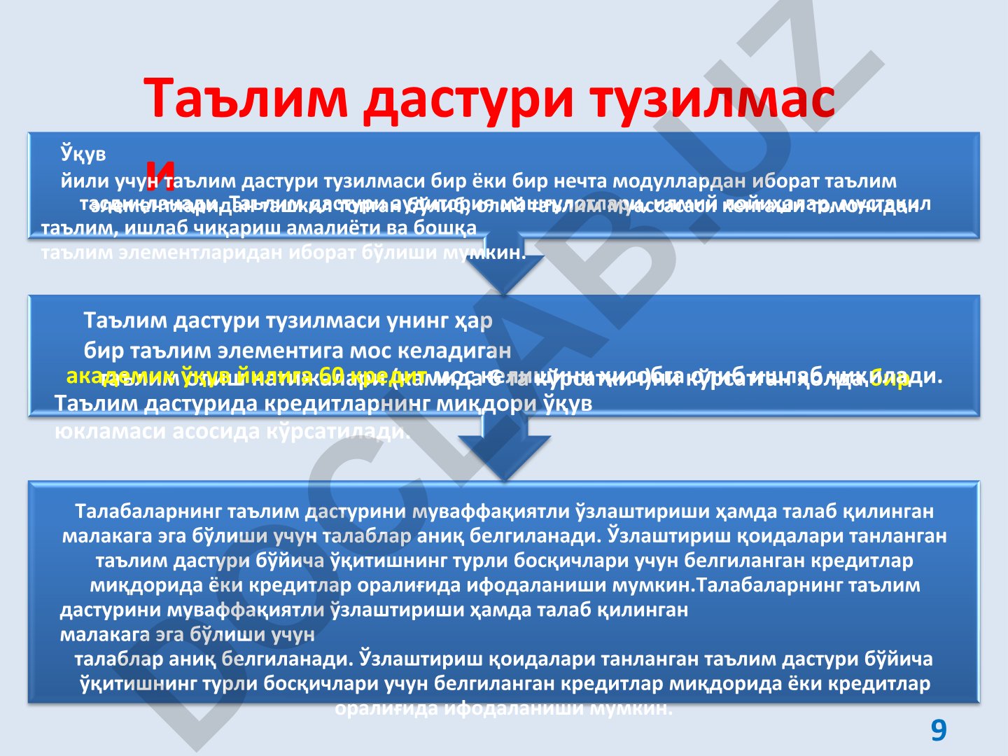 Ta'lim dasturi tuzilmasi va kredit tizimi