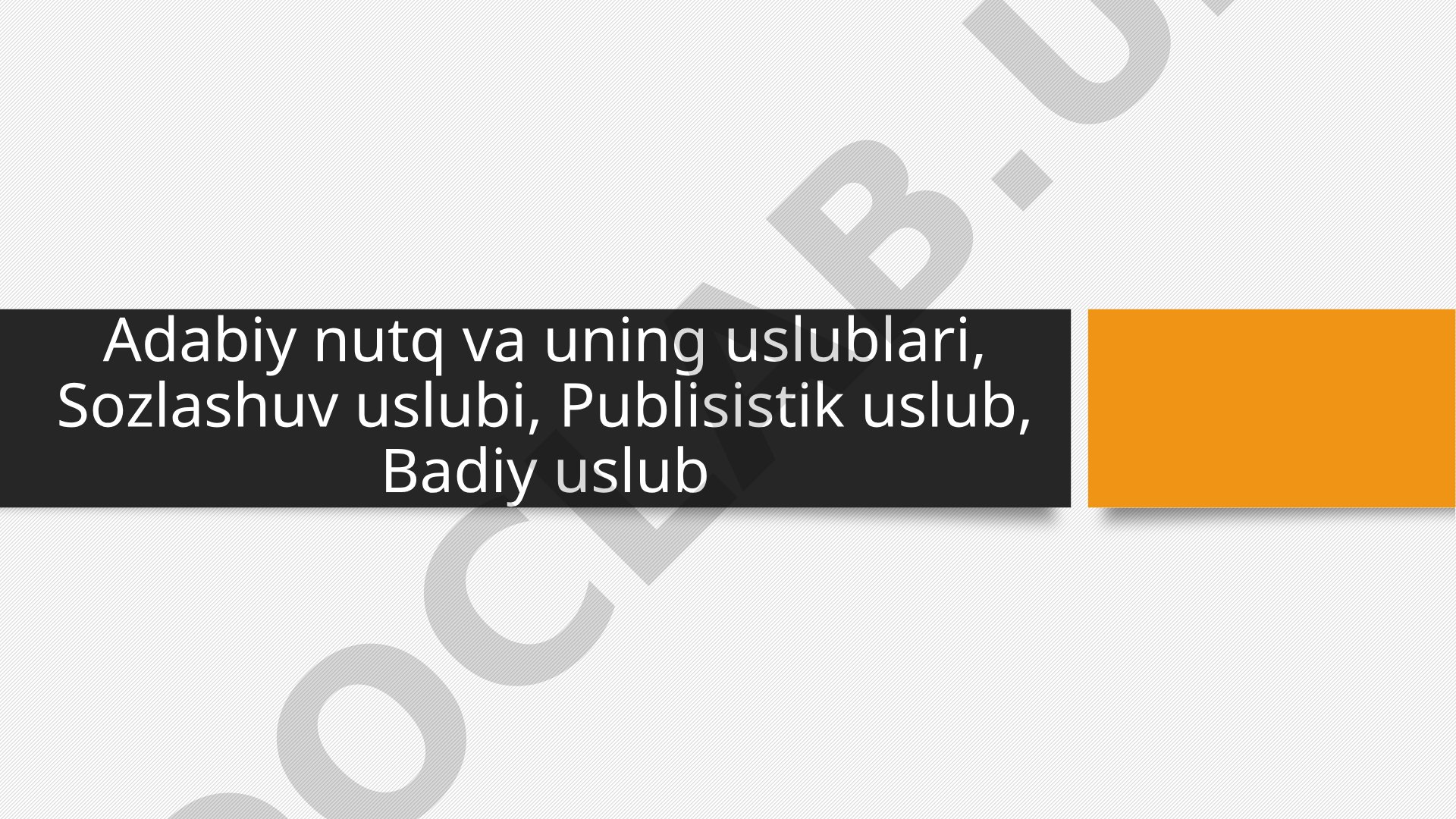 Adabiy nutq va uning uslublari