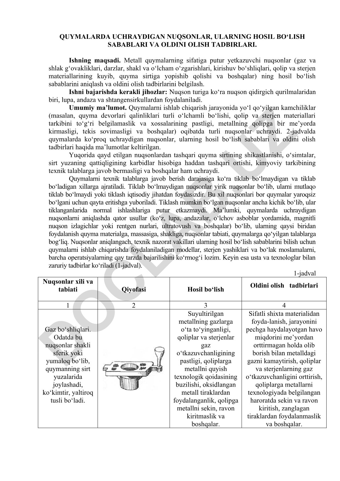 Quymalarda uchraydigan nuqsonlar, ularning hosil bo‘lish sabablari va oldini olish tadbirlari
