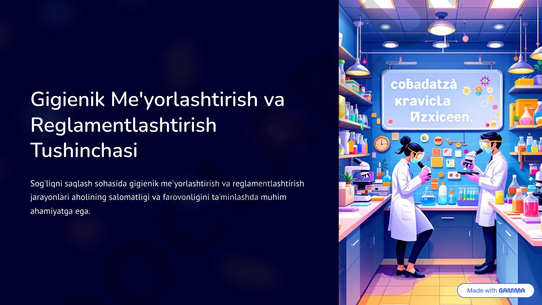 Gigienik me'yorlashtirish va reglamentlashtirish tushunchasi