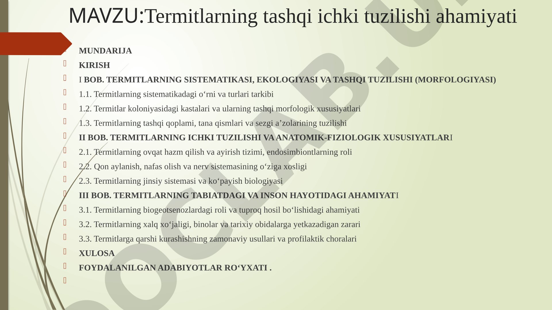 Termitlarning tashqi ichki tuzilishi ahamiyati