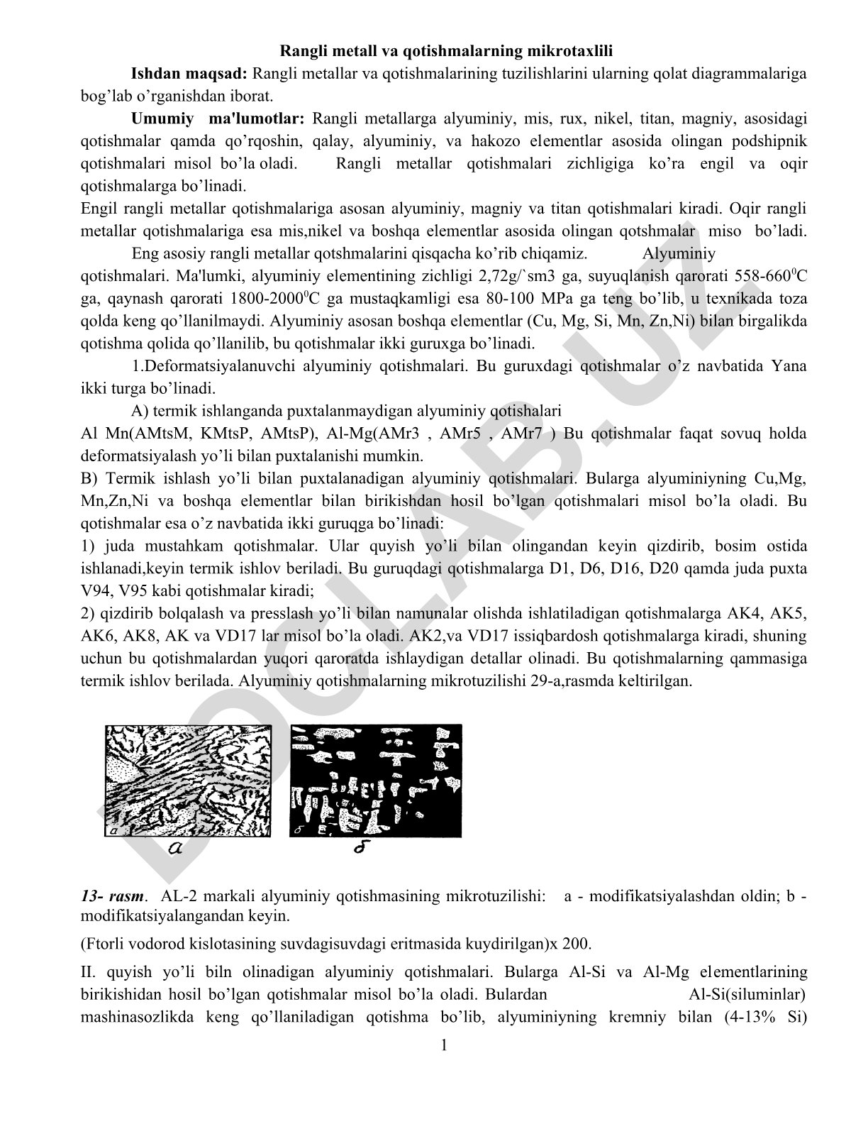 Rangli metall va qotishmalarning mikrotaxlili