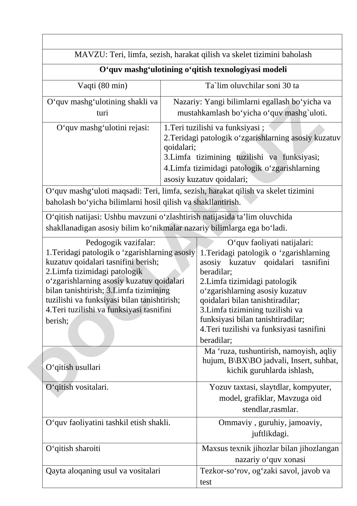 Teri, limfa, sezish, harakat qilish va skelet tizimini baholash