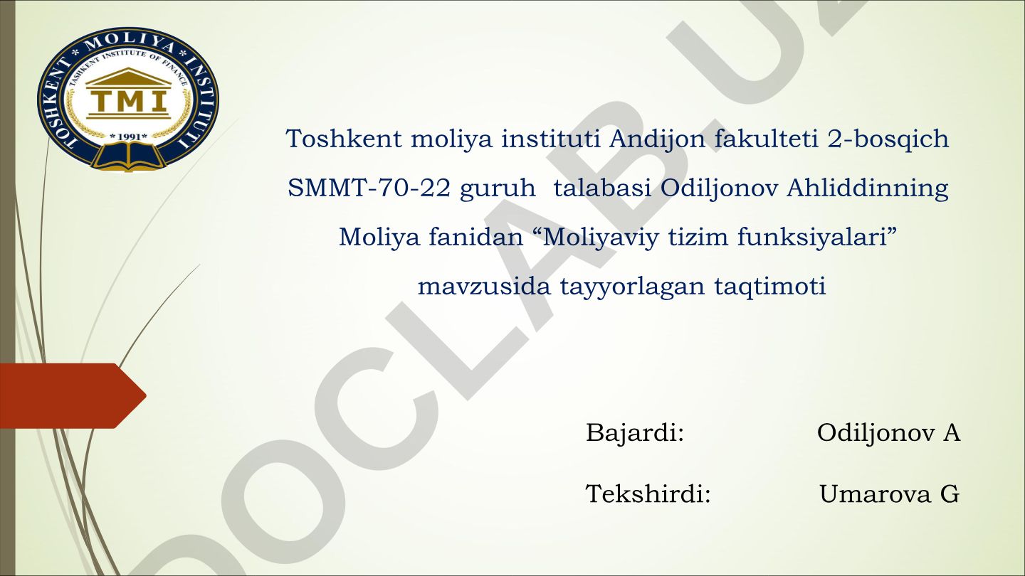 Moliyaviy tizim funksiyalari