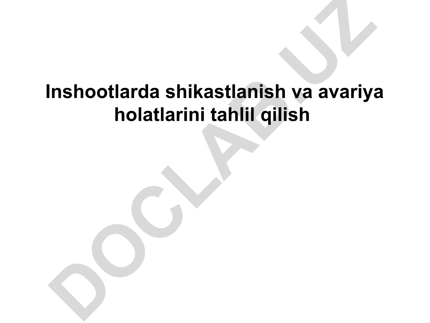 Gidrotexnika inshootlarida shikastlanish va avariya holatlarini tahlil qilish