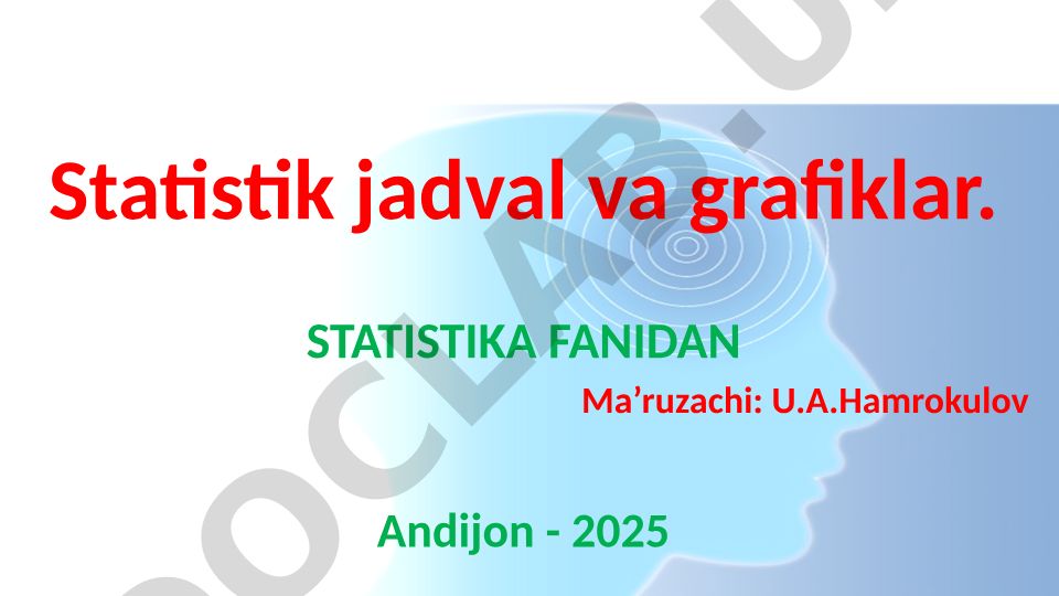 Statistik jadvallar va grafiklar: turlari, tuzish qoidalari va ahamiyati
