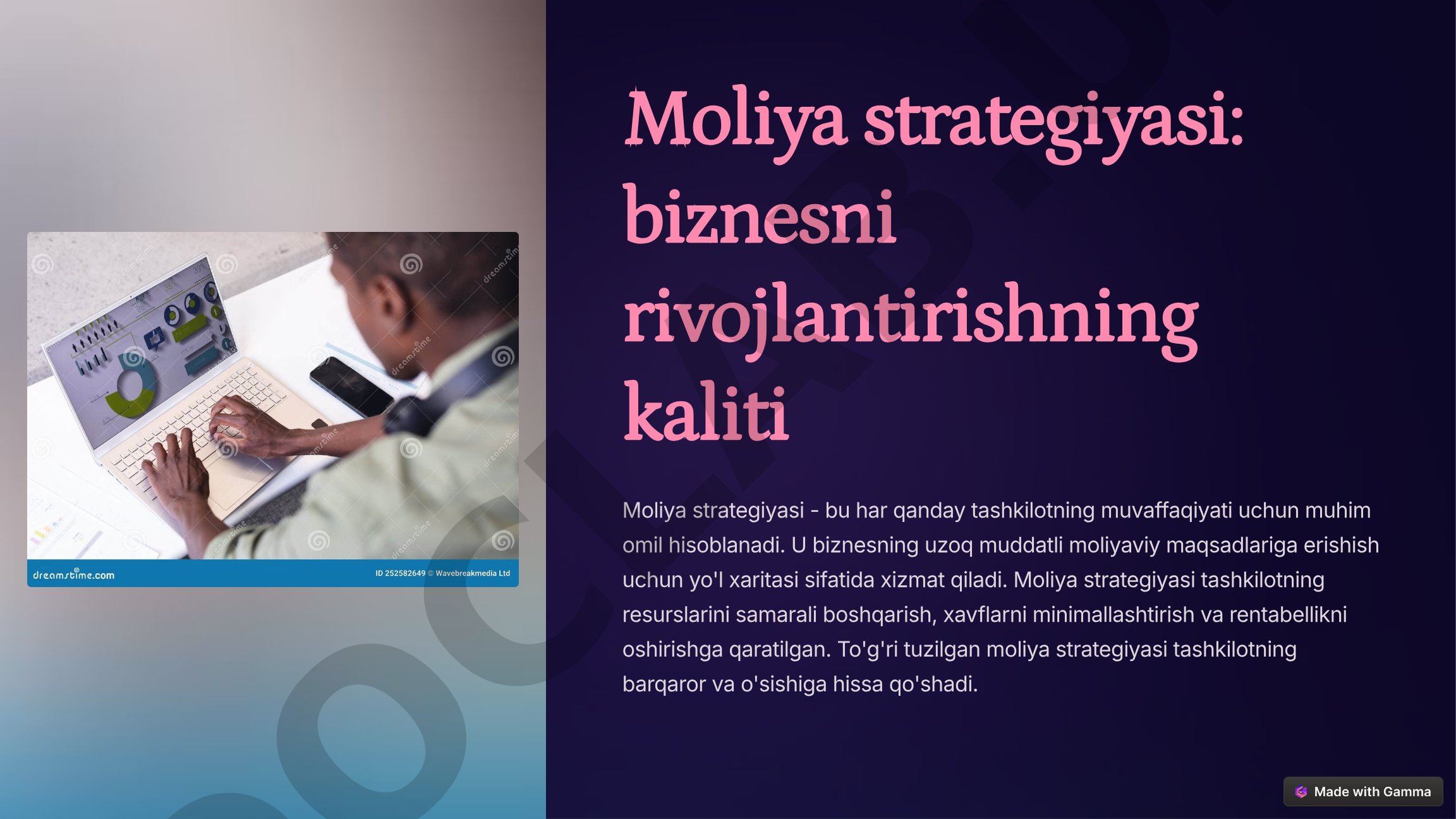 Moliya strategiyasi: biznesni rivojlantirishning kaliti