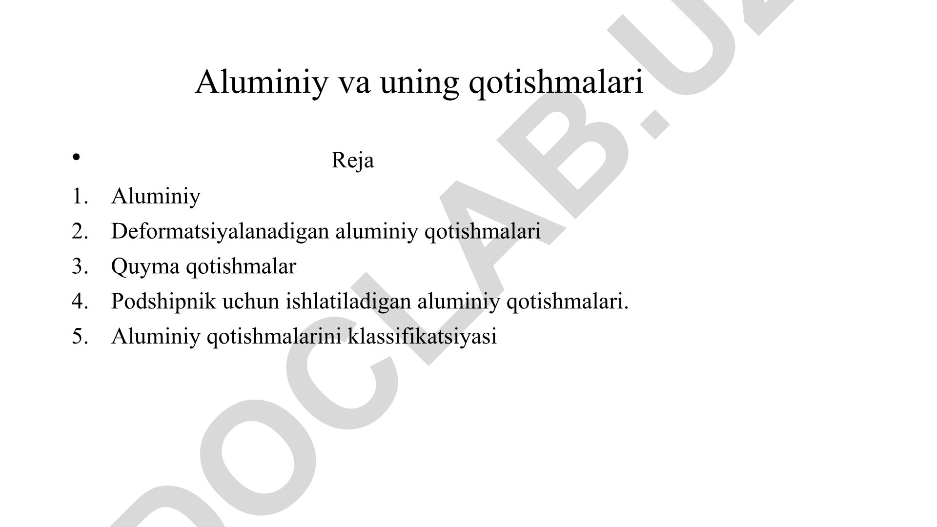 Aluminiy va uning qotishmalari