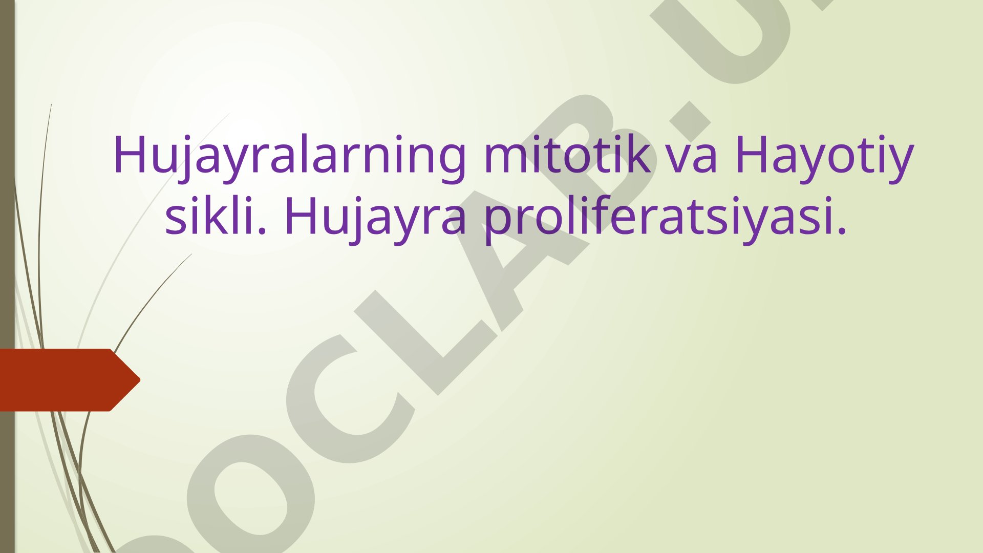 Hujayralarning mitotik va hayotiy sikli