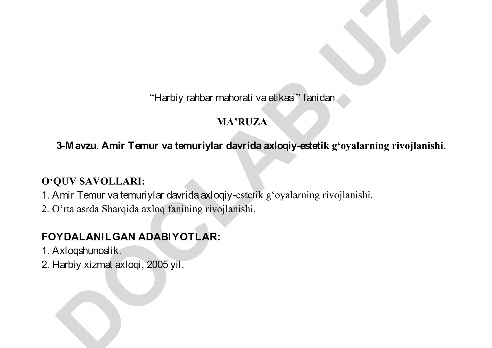 Amir Temur va temuriylar davrida axloqiy-estetik g‘oyalarning rivojlanishi