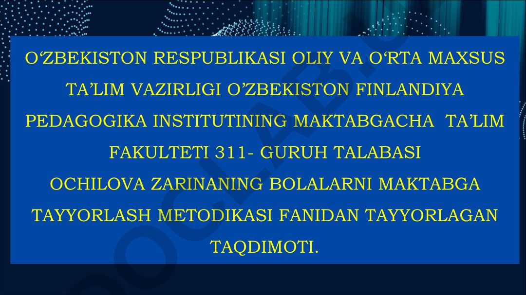 Bolalarni maktabga tayyorlash metodikasi