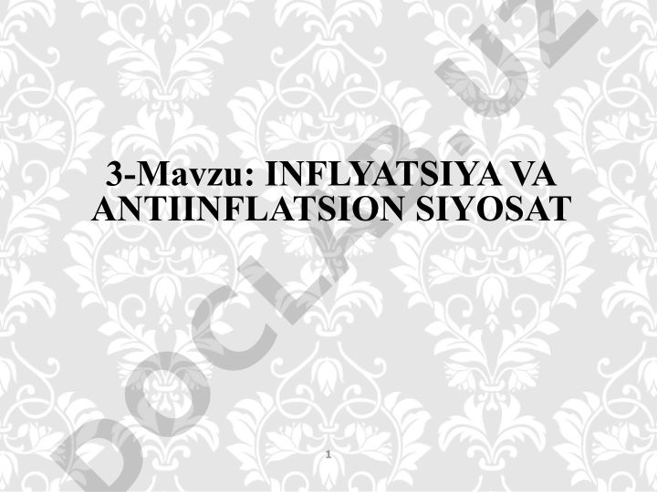 Inflatsiya va antiinflatsion siyosat