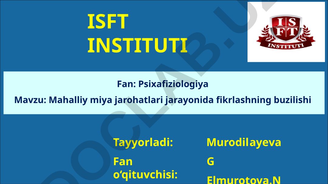 Mahalliy miya jarohatlari jarayonida fikrlashning buzilishi