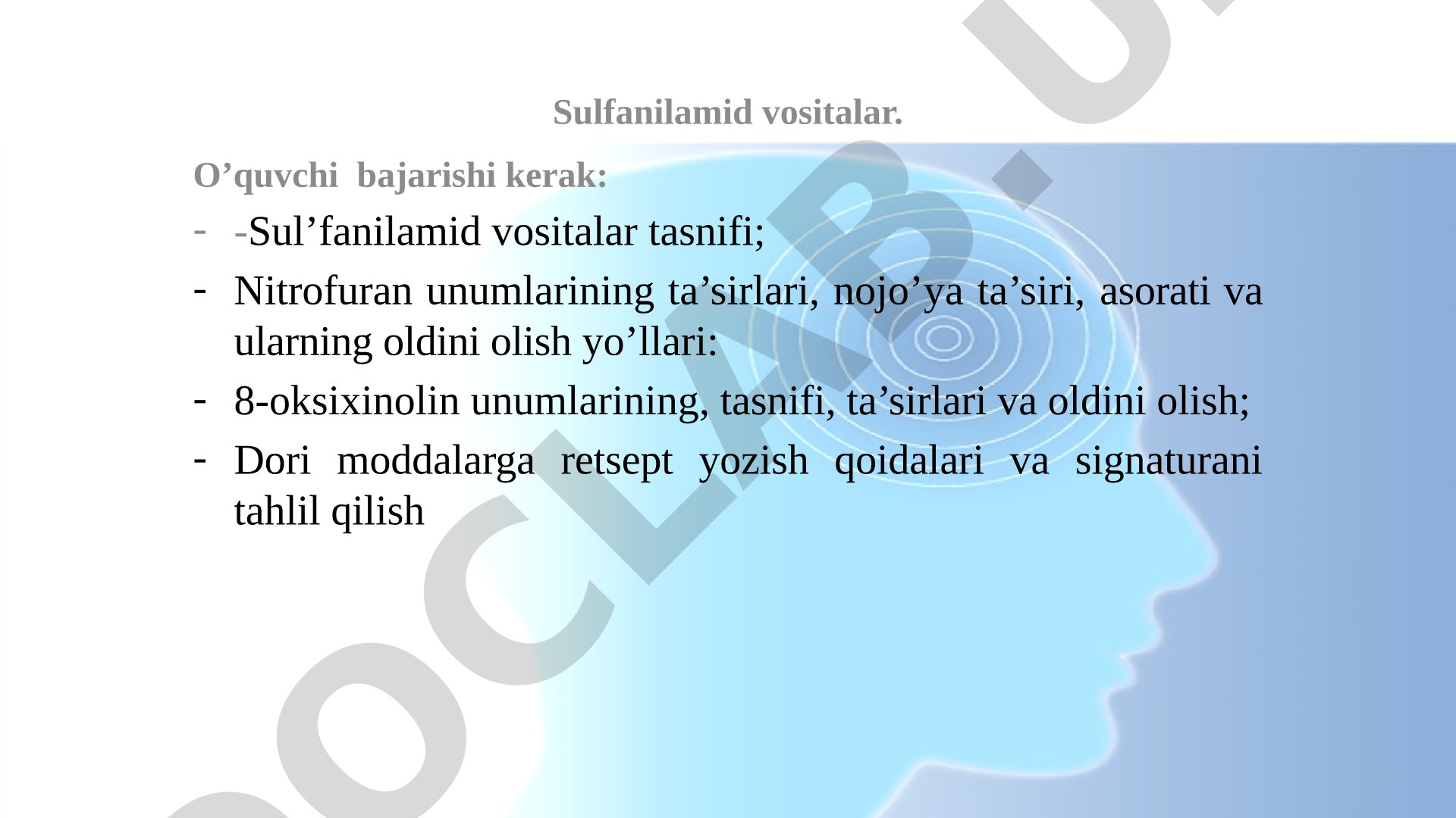 Sulfanilamid vositalar