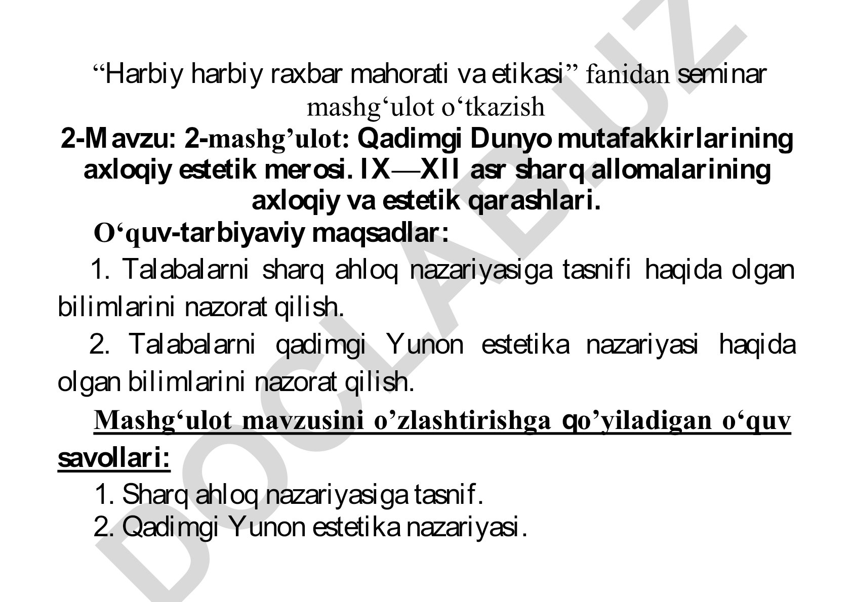 Qadimgi Dunyo mutafakkirlari va sharq allomalarining axloqiy-estetik qarashlari