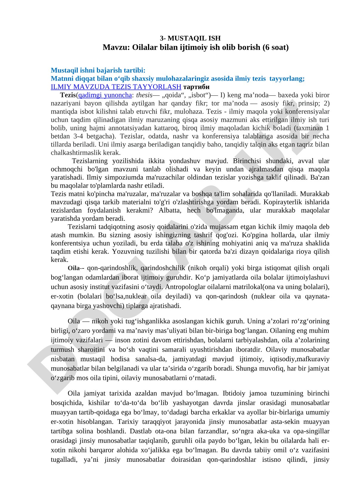 Oilalar bilan ijtimoiy ish olib borish