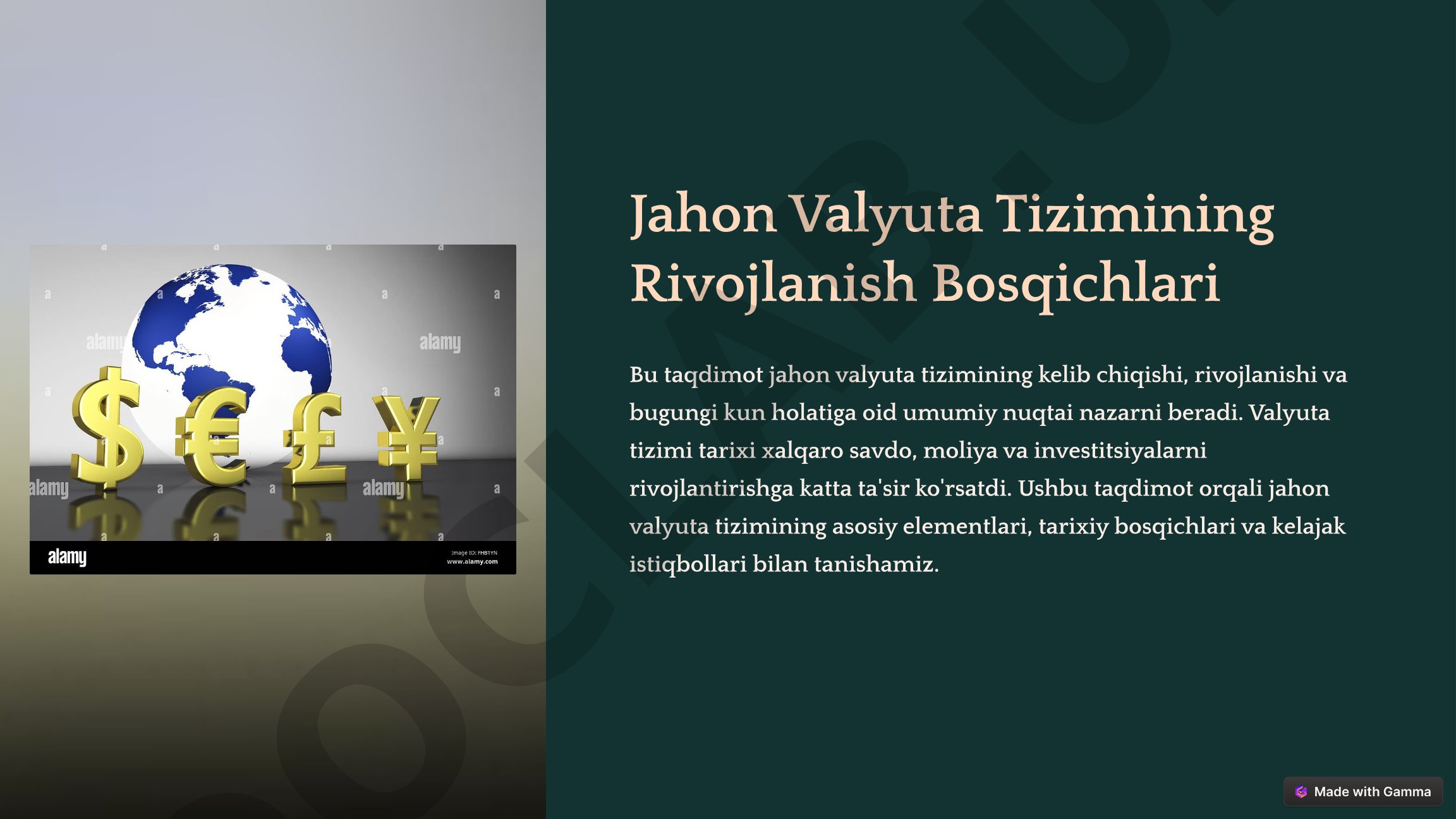 Jahon Valyuta Tizimining Rivojlanish Bosqichlari
