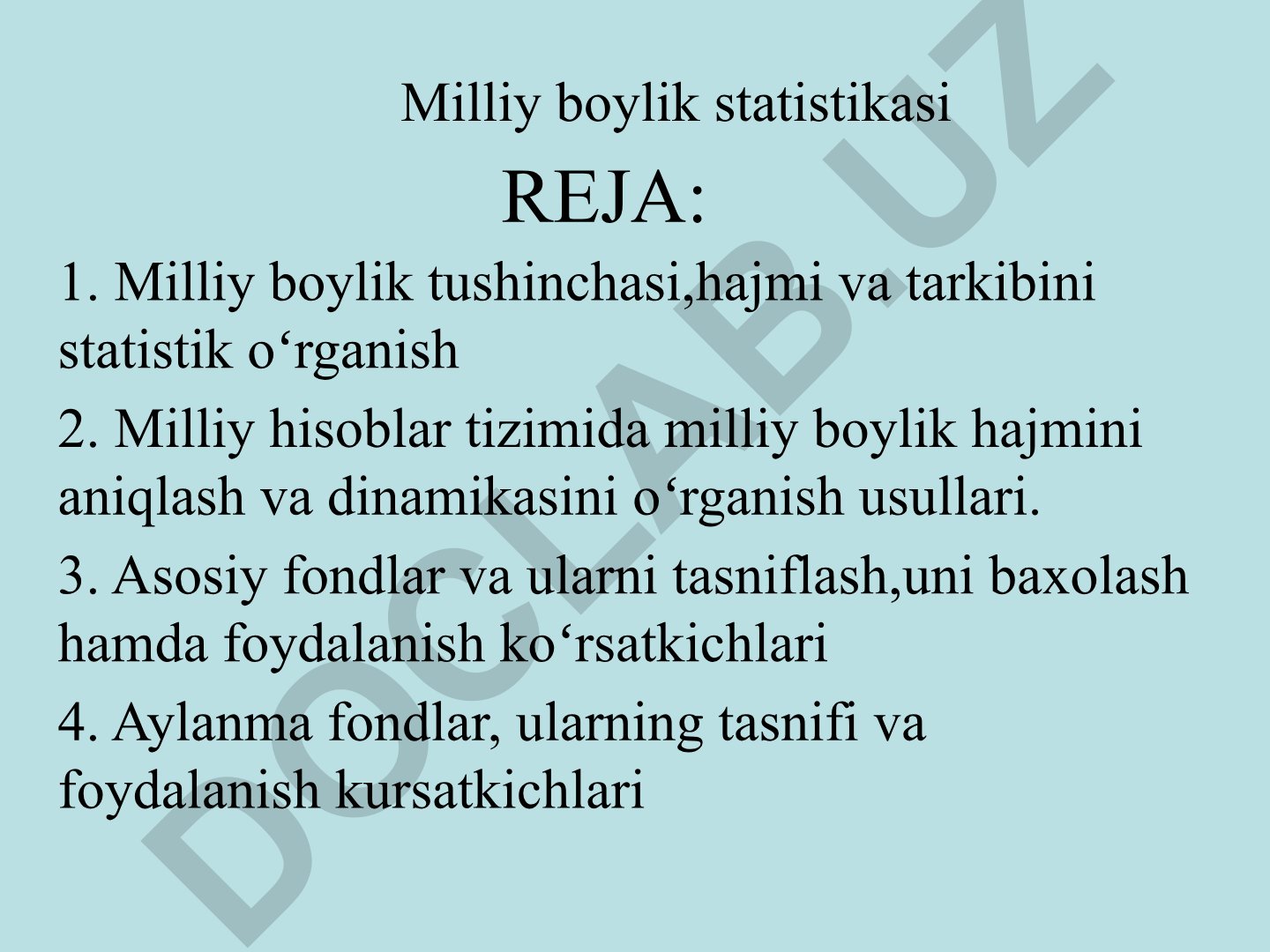Milliy boylik statistikasi va milliy hisoblar tizimi