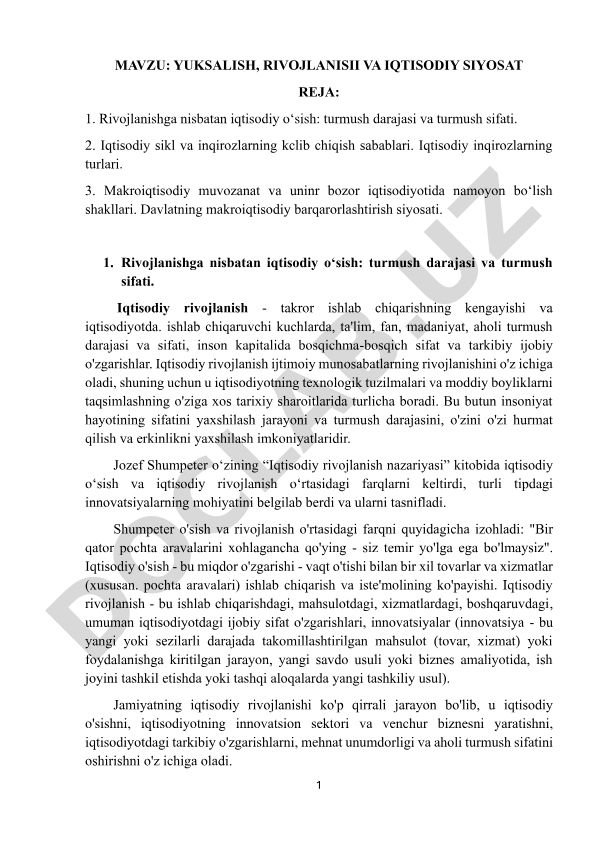 Iqtisodiy rivojlanish, o'sish va makroiqtisodiy siyosat