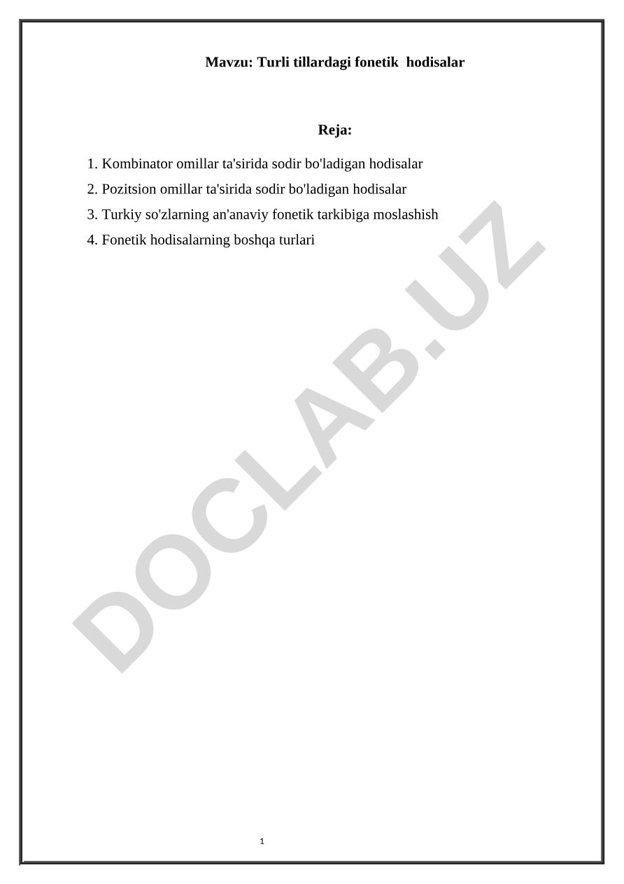 Turli tillardagi fonetik hodisalar