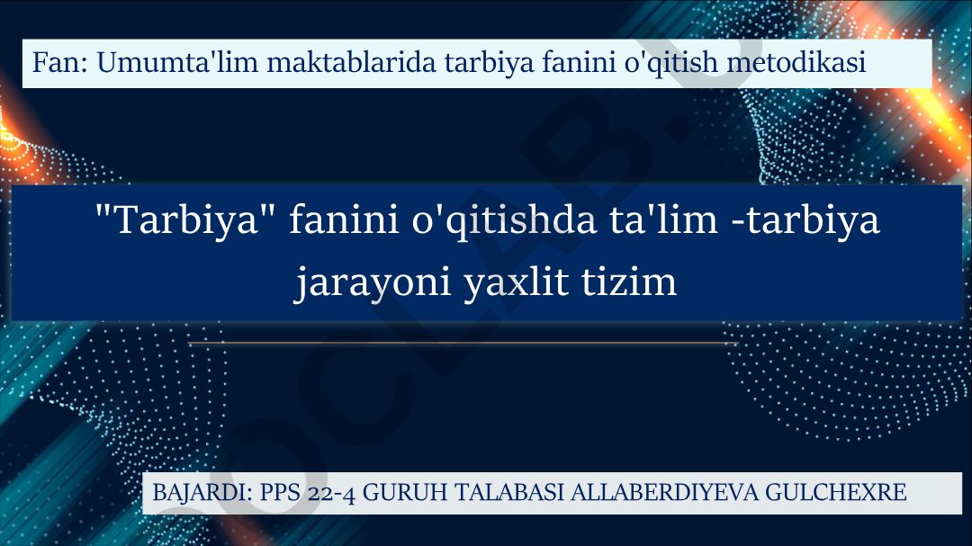Umumta'lim maktablarida tarbiya fanini o'qitish metodikasi