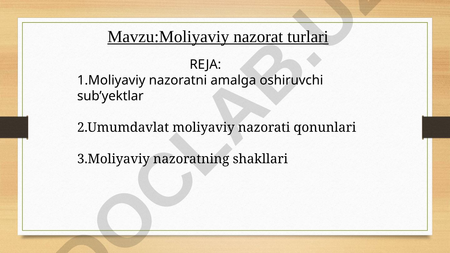 Moliyaviy nazorat turlari