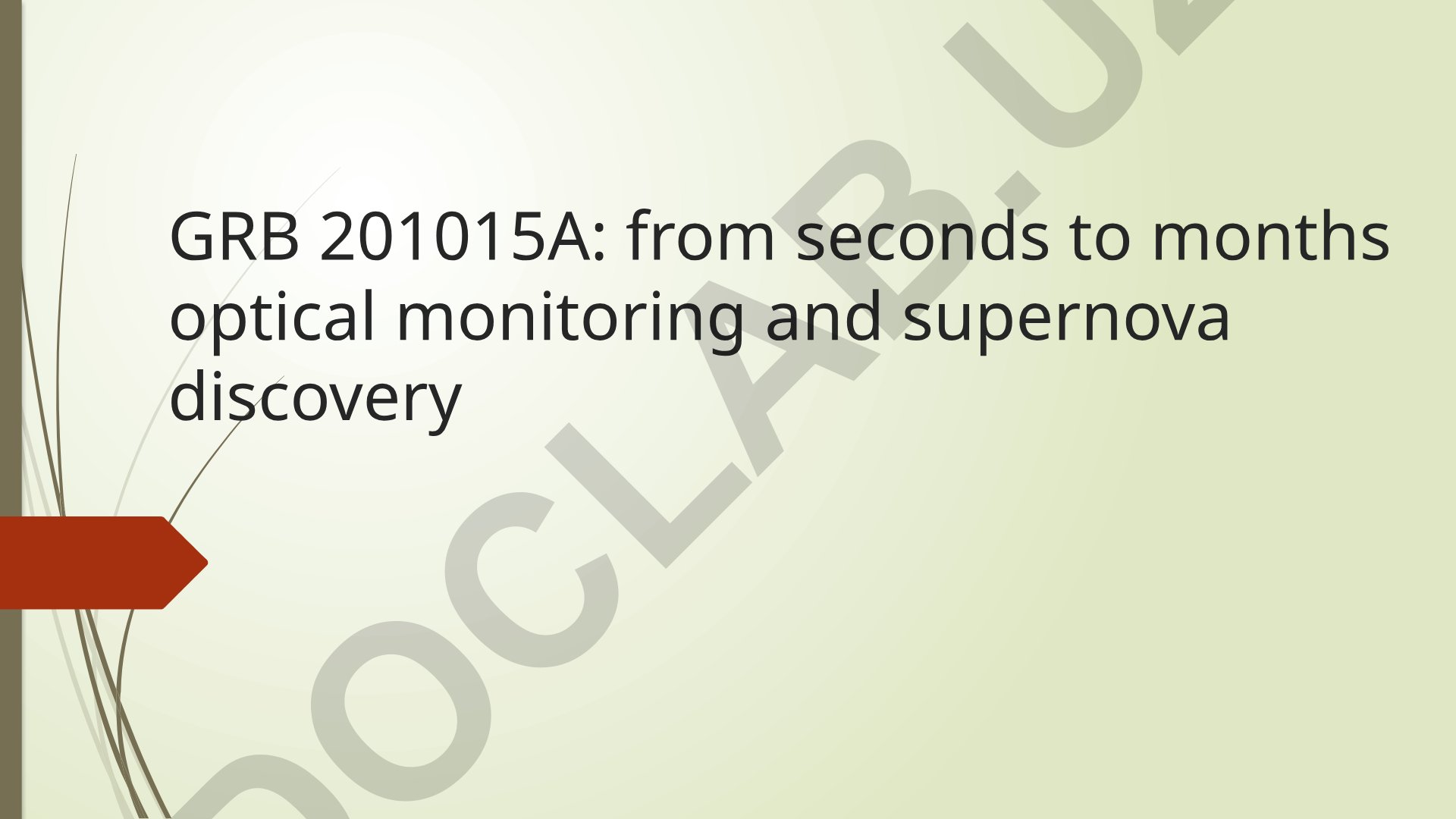 GRB 201015A: from seconds to months optical monitoring and supernova discovery