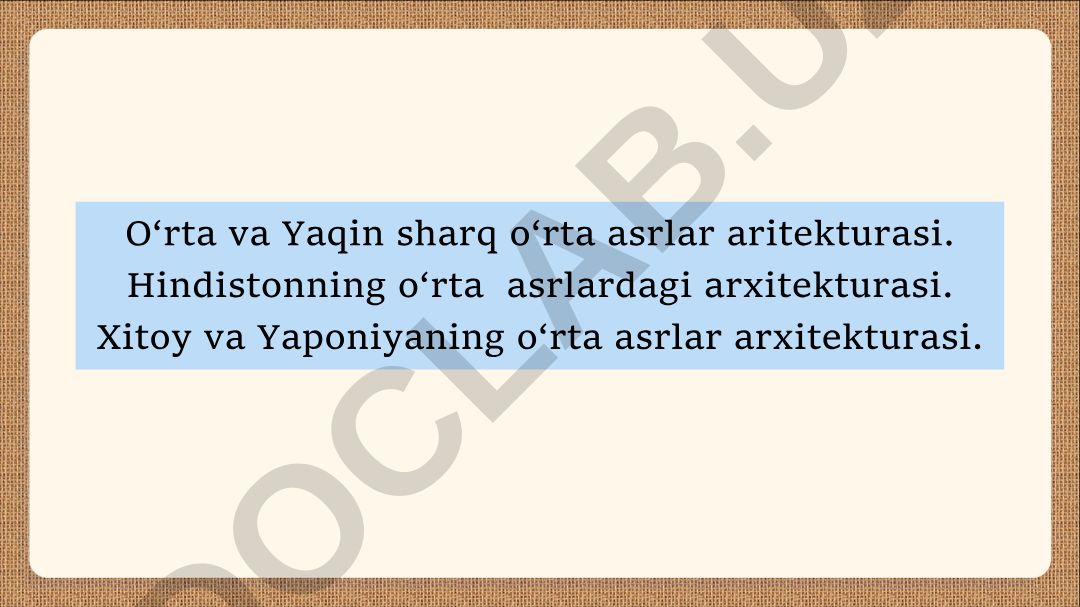 O‘rta va Yaqin sharq o‘rta asrlar aritekturasi