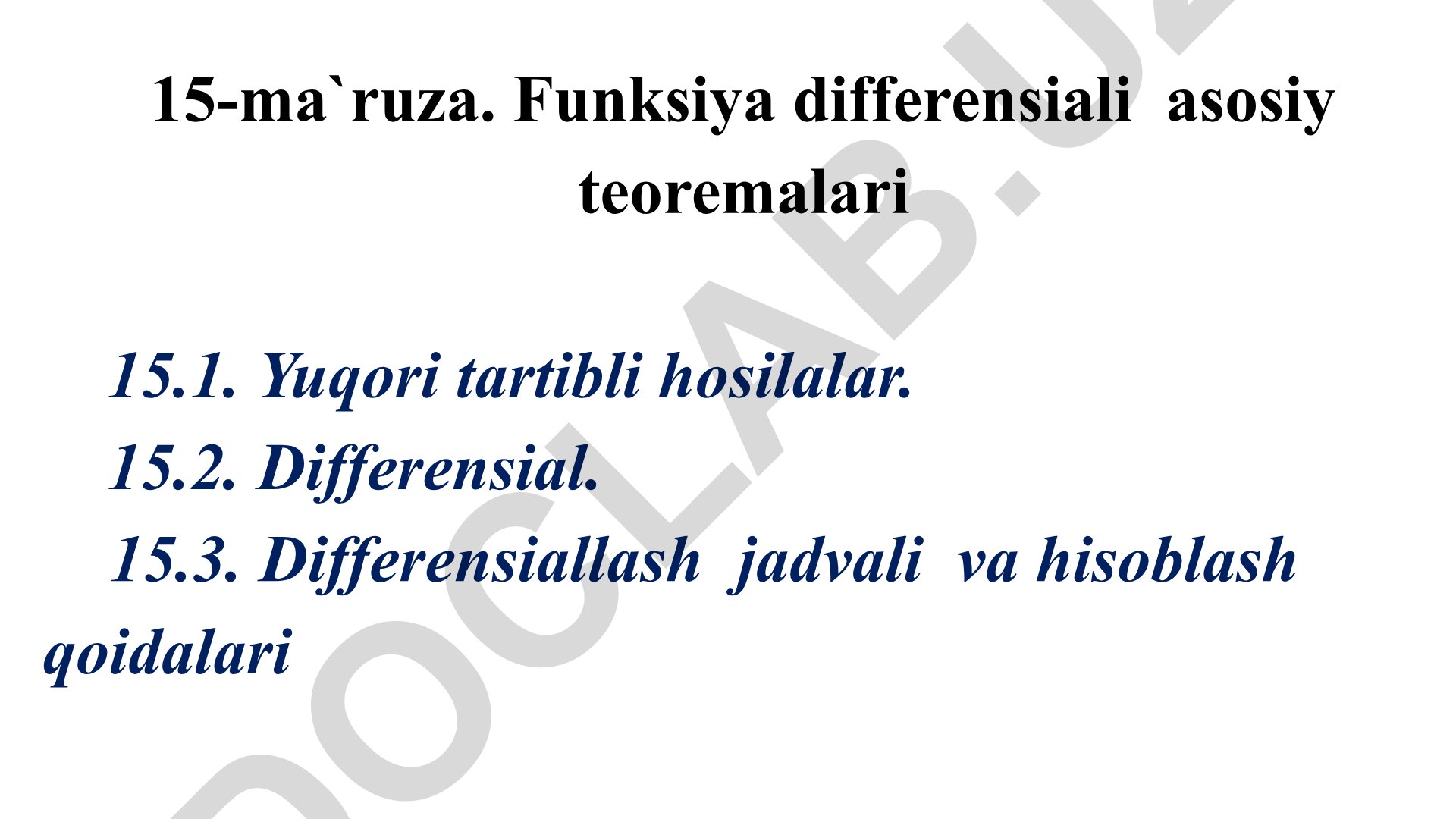Funksiya differensiali asosiy teoremalari