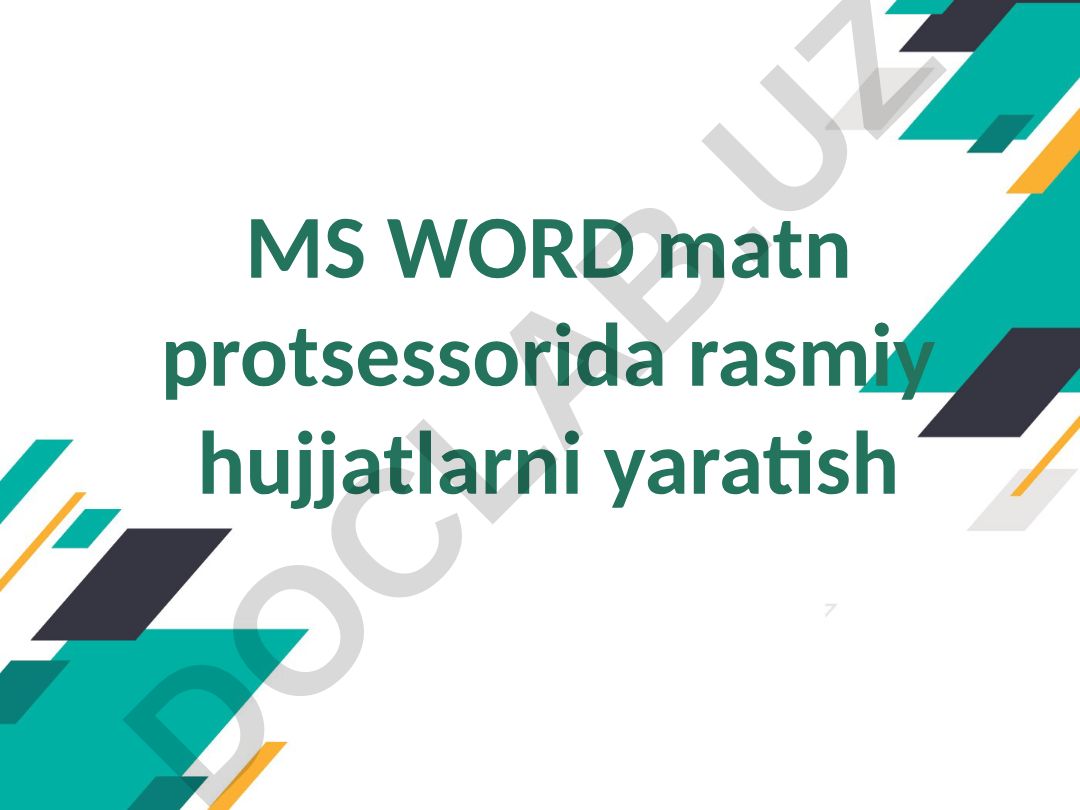 MS Wordda rasmiy hujjatlar yaratish va ro'yxat turlari