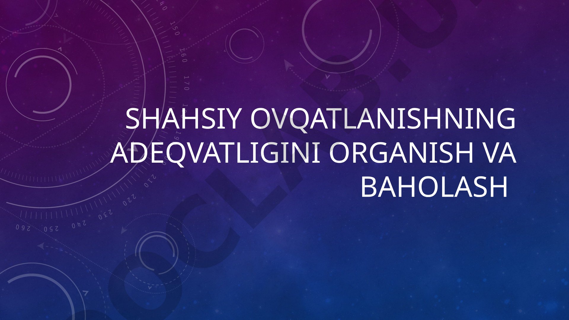 Shaxsiy ovqatlanishning adekvatligini o'rganish va baholash